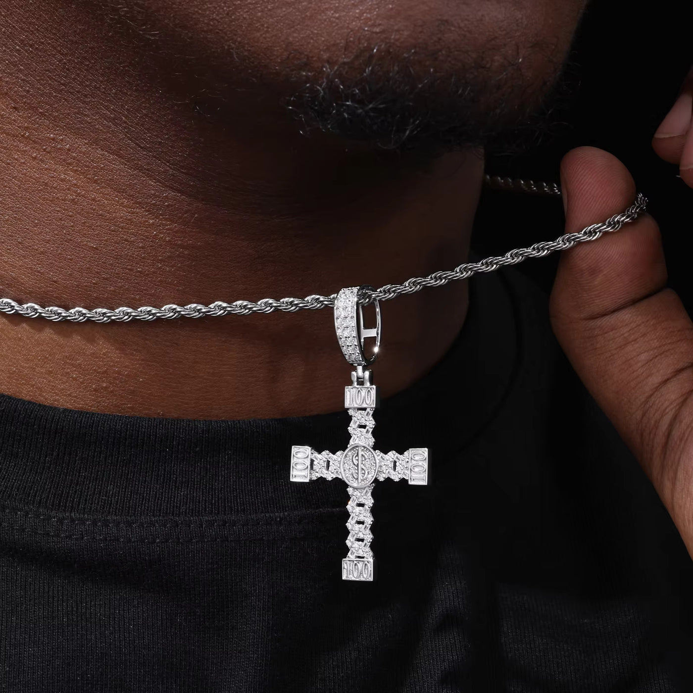 ICED BOW CROSS PENDANT - image 3