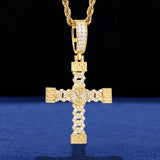 ICED BOW CROSS PENDANT