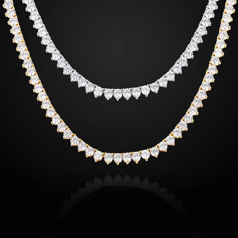 3-Prong Tennis Chain Necklace｜5A CZ
