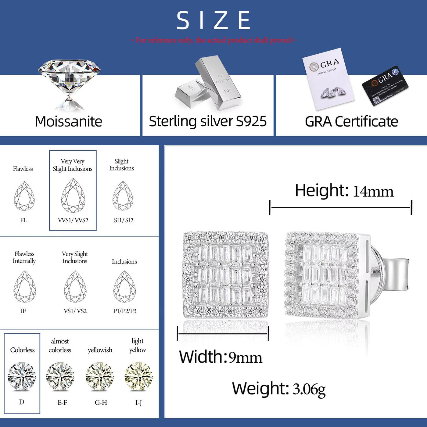 BAGUETTE SQUARE MOISSANITE STUDS - image 8