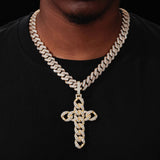 MOISSANITE CELTIC CUBAN LINK CROSS PENDANT