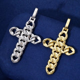 MOISSANITE CELTIC CUBAN LINK CROSS PENDANT