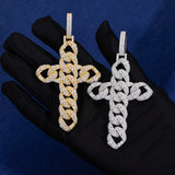MOISSANITE CELTIC CUBAN LINK CROSS PENDANT