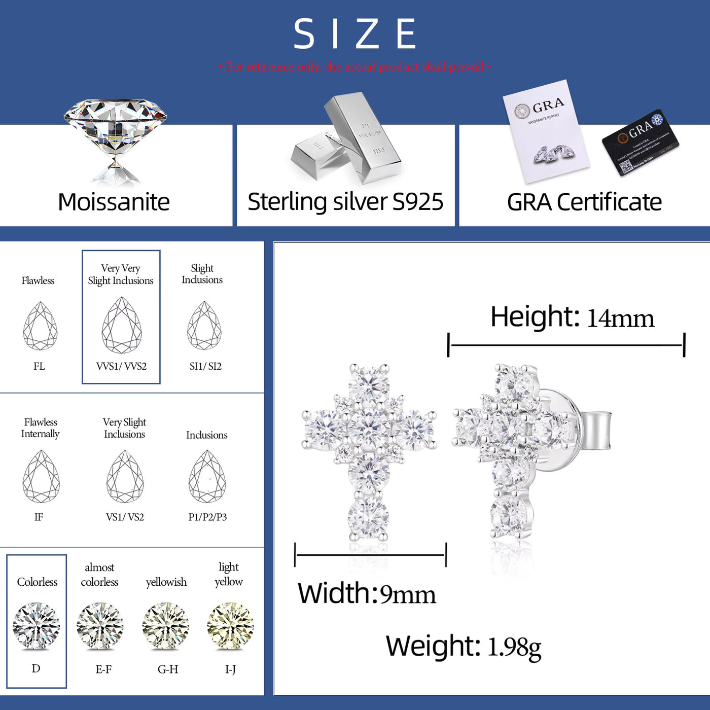 CROSS CLUSTER MOISSANITE STUDS - image 8