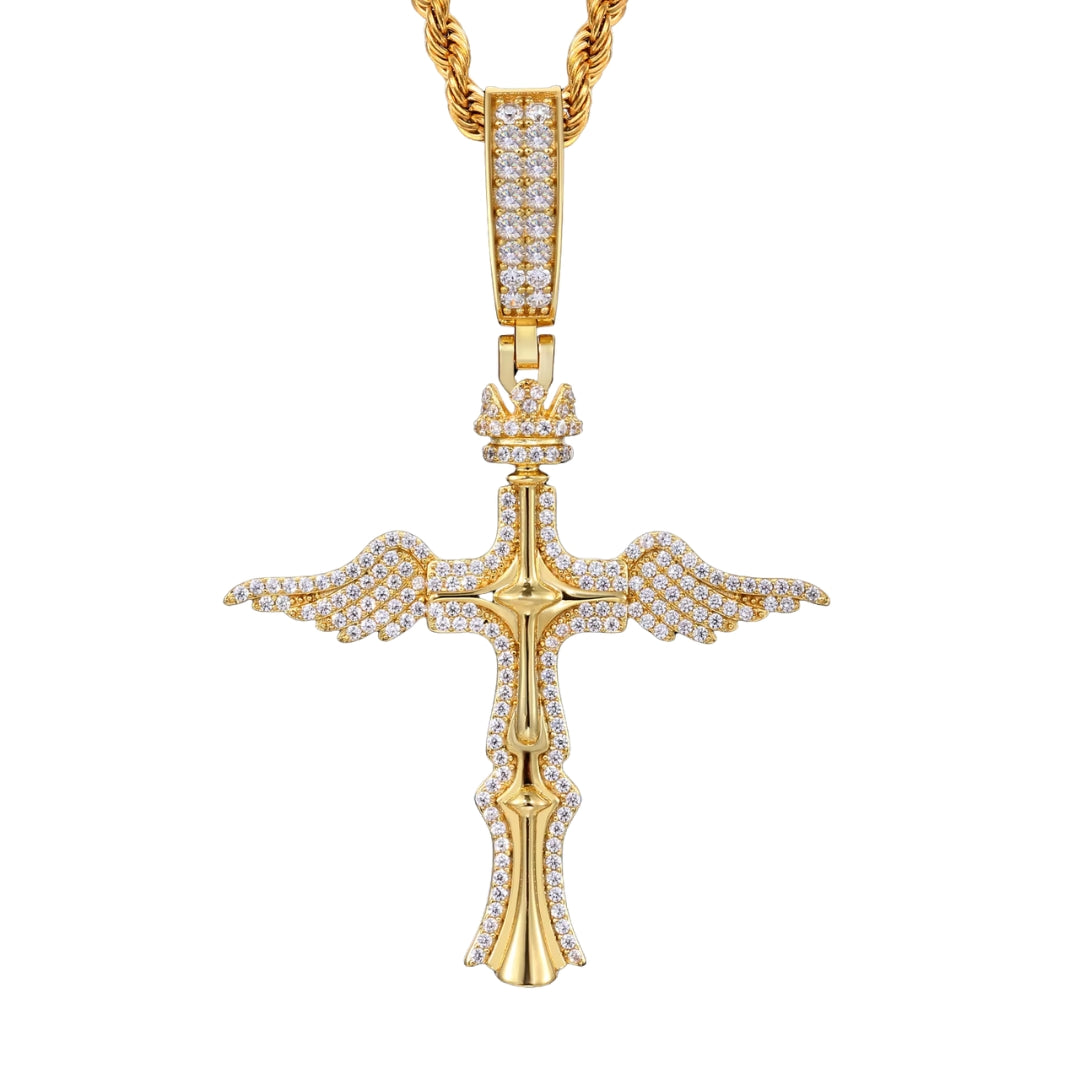 WING CROSS MOISSANITE PENDANT