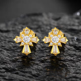 BAGUETTE CROSS MOISSANITE STUDS