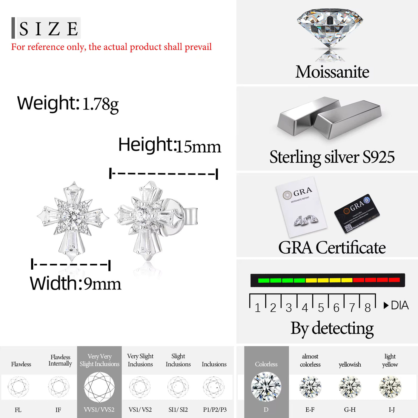 BAGUETTE CROSS MOISSANITE STUDS - image 8
