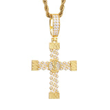 ICED BOW CROSS PENDANT
