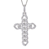 MOISSANITE CELTIC CUBAN LINK CROSS PENDANT