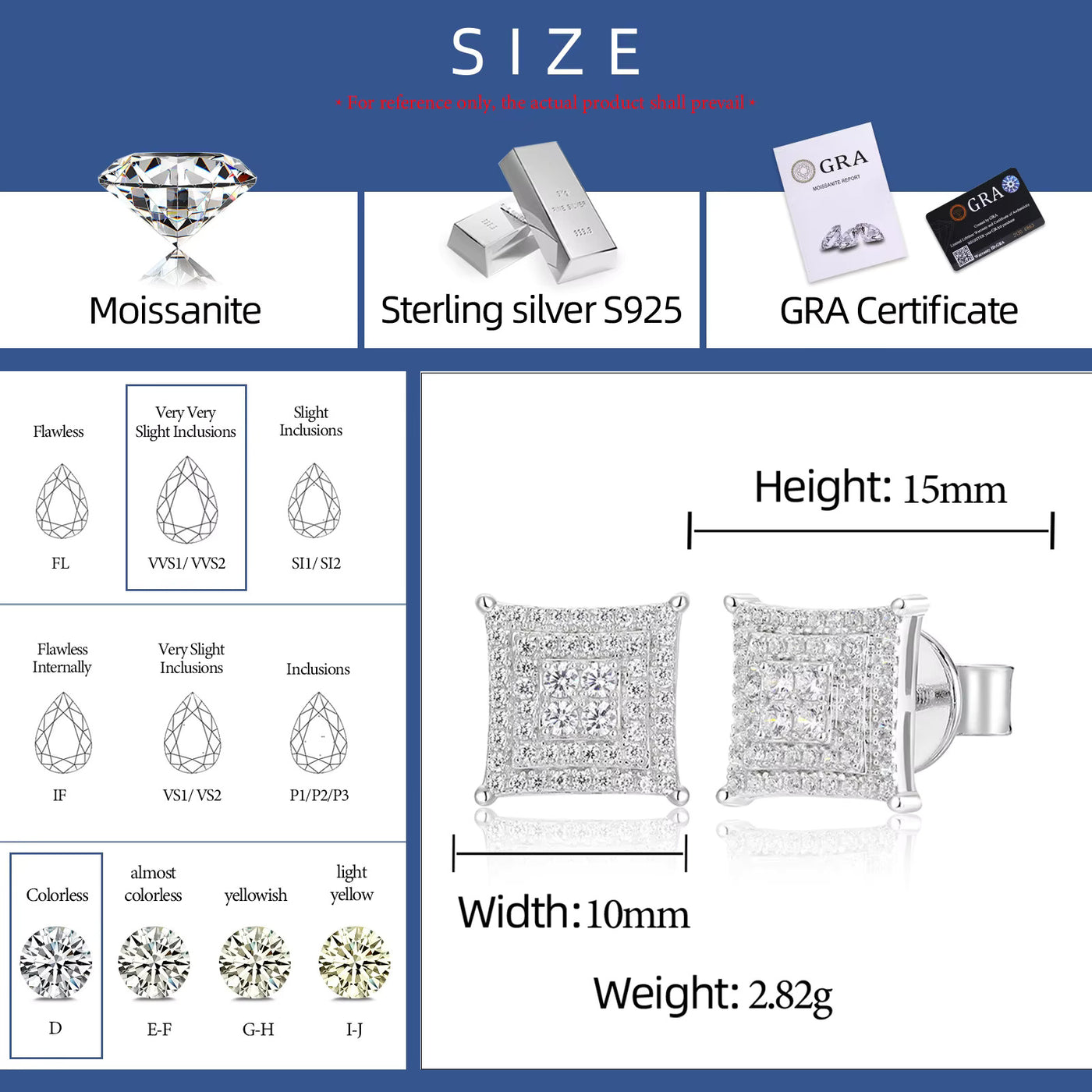 SQUARE MOISSANITE STUDS TYPE C - image 8