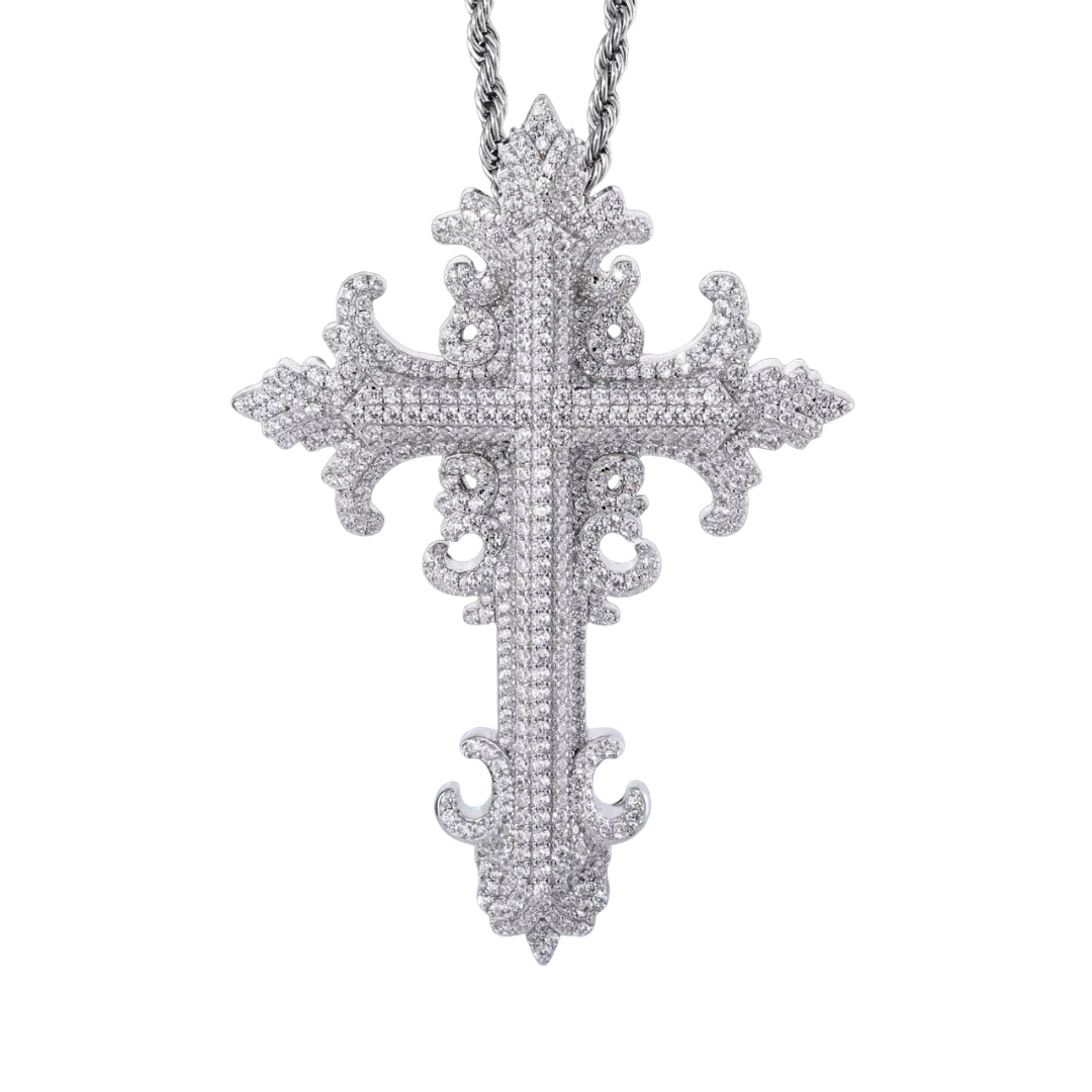 MOISSANITE ORNATE VINTAGE CROSS PENDANT