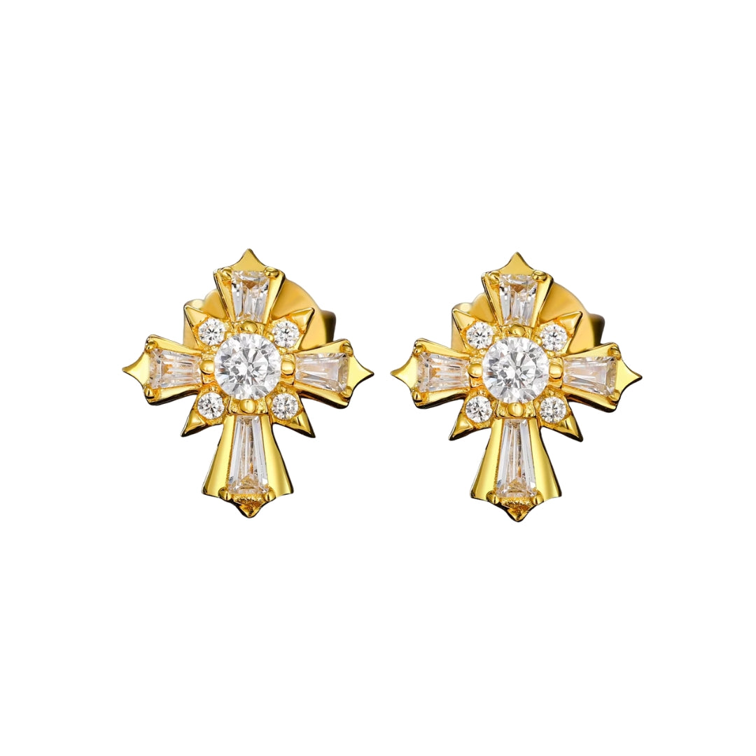 BAGUETTE CROSS MOISSANITE STUDS