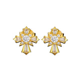 BAGUETTE CROSS MOISSANITE STUDS