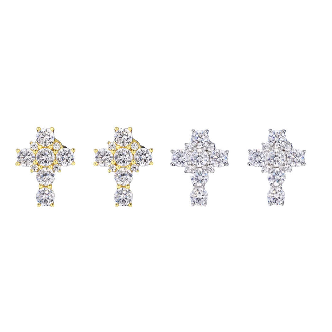 CROSS CLUSTER MOISSANITE STUDS