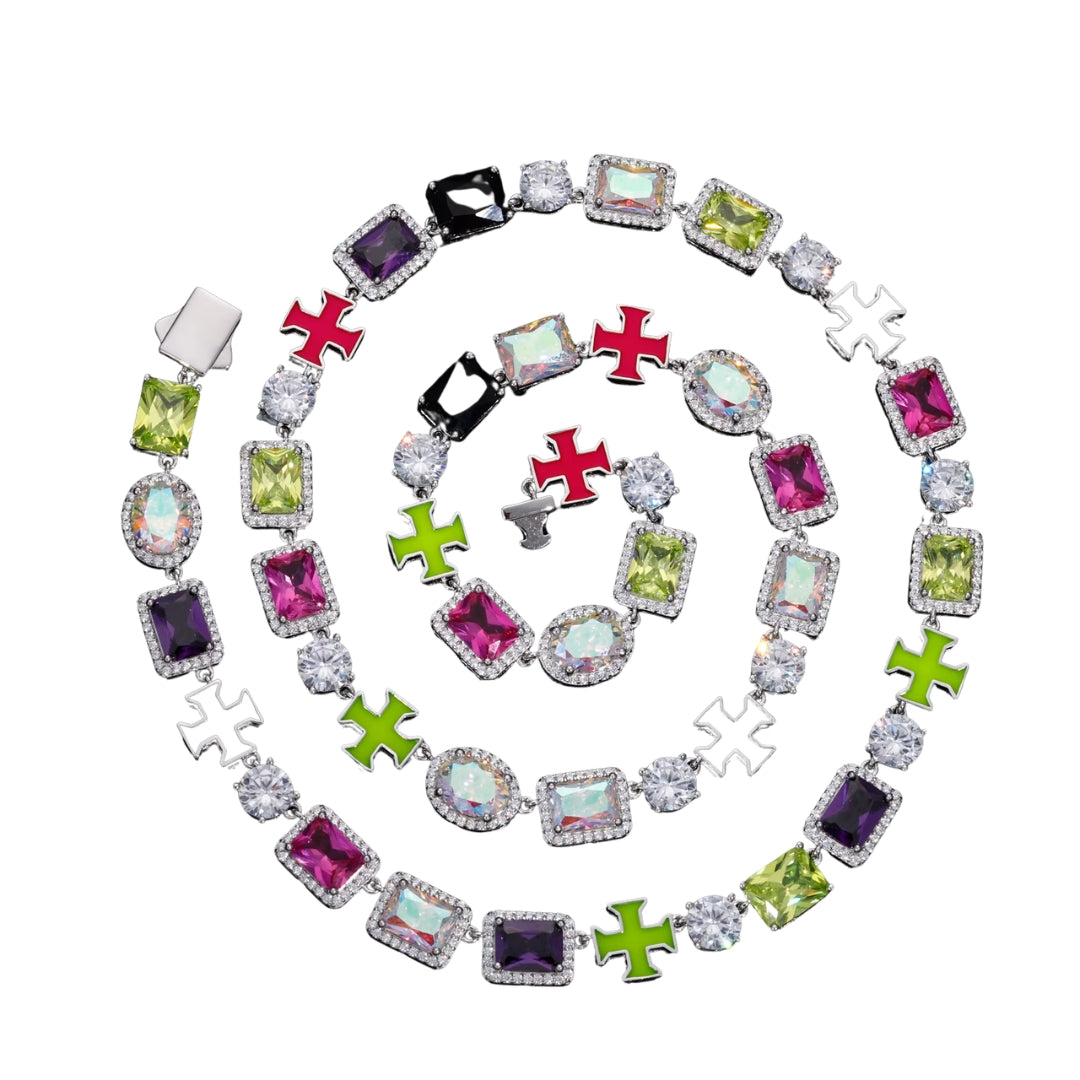 MULTICOLOR 9MM ICED CHAIN