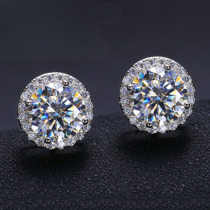 モアサナイト S925 ラウンドピアス ラグジュアリージュエリー